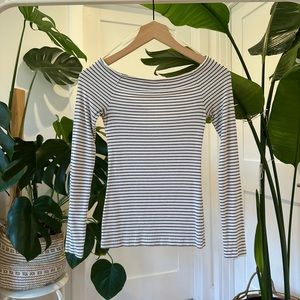 Ribbed Off-Shoulder Long Sleeve Top
